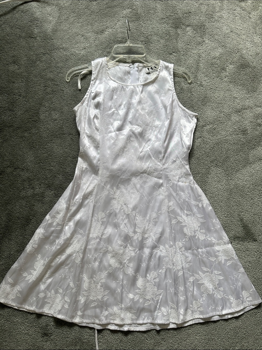 Sleeveless White Floral Fit-and-Flare Dress
